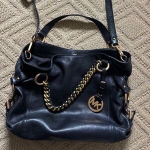 Michael Kors Black Shoulder Bag with Gold Chain